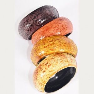 24833 Six Pack of Wood Bangle Bracelets Jewelry Wholesale Lot